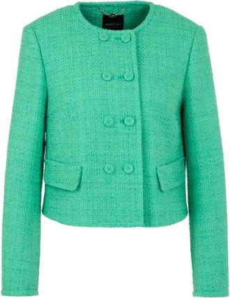 Marc Cain Couture-achtig jasje van katoenmix - Dames - Blazers - Groen - M - Katoen - Jassen