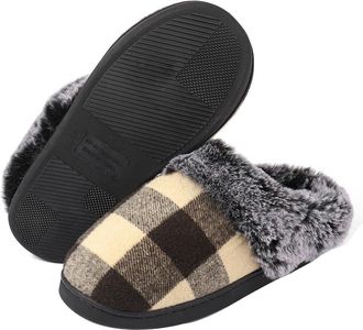 Generic Winter Slippers Fuzzy Anti-Slide Winter for Women Indoor House Closed Toe Plush Fleece Lined Flat Christmas Gifts for Women Men