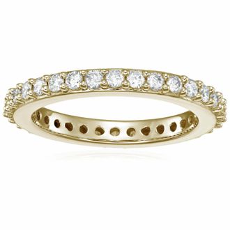 Vir Jewels 1 cttw Lab Grown Diamond Eternity Ring Wedding Band in 14K Yellow Gold For Women