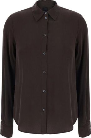 Pinko Blouse met plooien - Dames - Overhemden - Bruin - XL - Overhemden