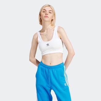adidas Sport-BH ADIDAS ORIGINALS TREFOIL BRA, Damen, Gr. XL, N-Gr, weiss (wei&szlig;), Obermaterial: 93% Baumwolle, 7% Elasthan, BHs Sport-BH, zum &Uuml;ber-den-Kopf-Zi