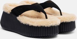 Chloé Nama 80 suede platform thong sandals