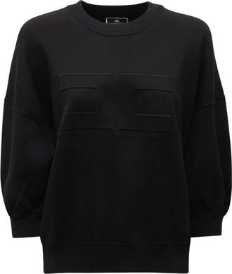 Elisabetta Franchi Maglione WO Sweater - Dames - Sweatshirts - Zwart - XL - Katoen - Hoodies & sweatvesten