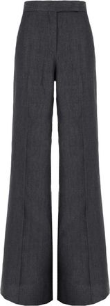 Max Mara Deserto Wide Broeken - Dames - Wijde Broeken - Grijs - S - Linnen - Broeken