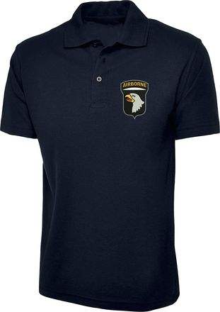 Generic 101st Airborne Division Polo Shirt, USA Army Inspired Embroidered Polo Top (Navy, 4XL, 4X_l)