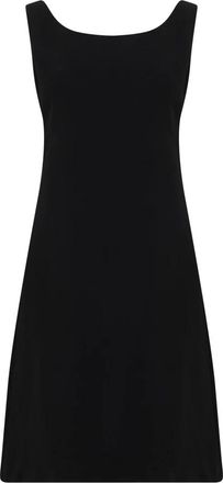 Moschino Elegante Zwarte Jurk met Brede Bandjes - Dames - Korte kleedjes - Zwart - M - Polyester - Kleedjes