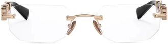 Balmain Glasses, male, Yellow, Size: 55 MM Geometric Rimless Glasses