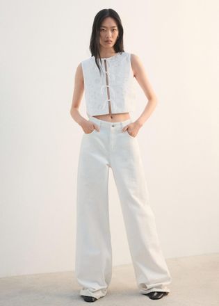 Mango Gilet ricamo fiocchi bianco - Donna - XS - MANGO