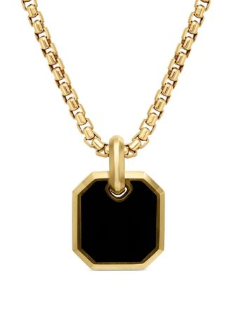 David Yurman 18kt yellow gold Roman onyx amulet (15mm) - men - 18kt Yellow Gold/Onyx - OS - Black