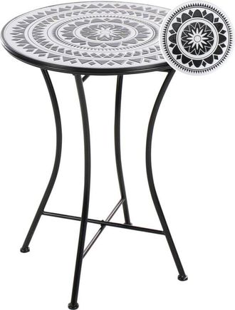 Beliani Bistro Table COMISO 60 cm 60 cm Metal Black/ White