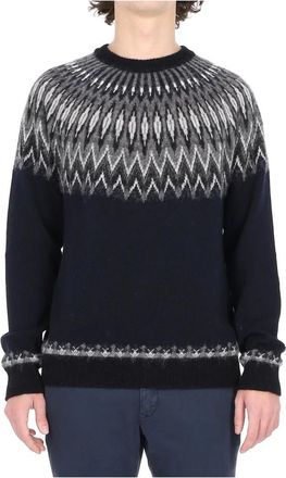 Roberto Collina Maglia girocollo - Heren - Ronde hals truien - Blauw - M - Wol - Truien & Vesten
