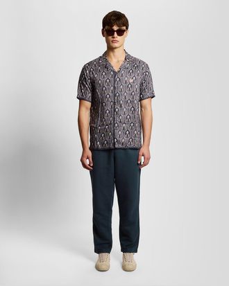 Lyle & Scott Mens Relaxed Fit Linen Blend Trousers - Black - Size 36W/32L