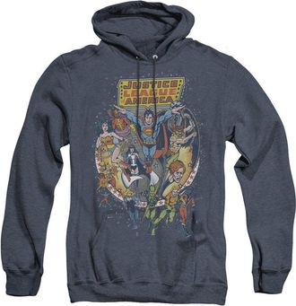 Gildan Justice League of America Star Group Adult Heather Hoodie / Hooded Sweatshirt