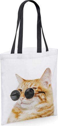 Bang Tidy Clothing Ginger Cat Gifts - Reusable Shopper Shoulder Tote Bags with Cats - White