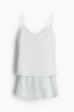 H&M Baumwollpyjama mit Pointellemuster - Turquoise