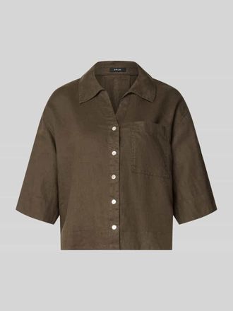 OPUS Regular Fit Leinenbluse mit Brusttasche Modell Flippa in Khaki, Gr&ouml;&szlig;e 36
