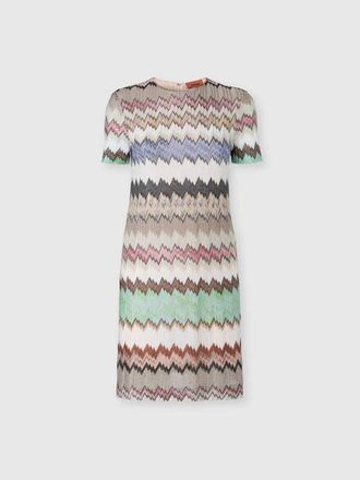 Missoni Short-sleeve Viscose Lam&eacute; Mini Dress in Green& Brown at Nordstrom, Size 42 It