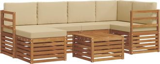 vidaXL Conjunto De Sof&aacute;s De Exterior 7 Uds. Natural Y Beige Poli&eacute;ster Vidaxl