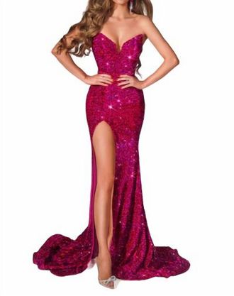 Portia & Scarlett Velvet Sequin Maxi Dress In Red