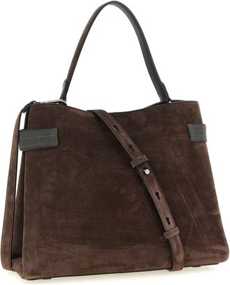 Brunello Cucinelli Womens Essence Shoulder Bag Brown Calfskin Leather