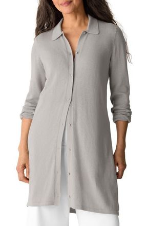 Eileen Fisher Collared Organic Cotton Blend Cardigan in Chalk at Nordstrom, Size Xx-Small