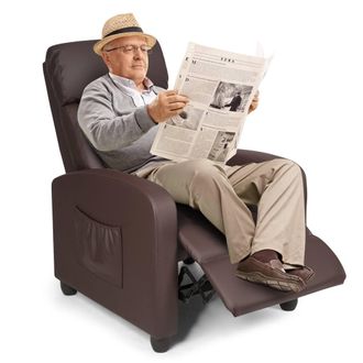 Costway Costway Recliner Armchair W/ Reclining Function Upholstered Padded Single Sofa in Brown