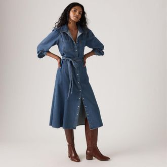 Levi's Journey Long Sleeve Maxi Dress - Womens - XS - Blue