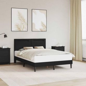Berkfield Home Bed Frame with LED Strip Lights Black 135 x 190 cm Faux Leather