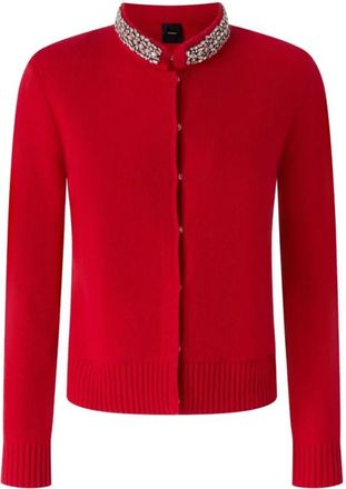 Pinko Colonia Cardigan - Dames - Vesten - Rood - M - Katoen - Truien & Vesten