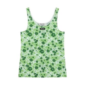 Miu Miu Sleeveless Tops, female, Green, Size: XS Sleeveless Top