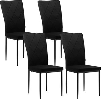Woltu Juego De 4 Sillas De Comedor. Sillas De Cocina Con Respaldo Alto. Sillas De Sal&oacute;n Acolchadas Con Patas De Metal Y Tapicer&iacute;a De Terciopelo. Negro - Wol