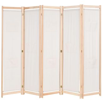 vidaXL Paravento A 5 Pannelli Crema 200x170x4 Cm In Tessuto - Vidaxl