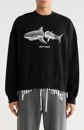 Palm Angels Shark Cotton Blend Sweatshirt in Black Grey at Nordstrom Rack, Size Small