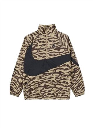 Nike Mens Swoosh Half Zip Windrunner Jacket In Khaki Camo
