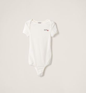 Miu Miu Petit Bateau X Miu Miu Stretch Jersey Bodysuit, Woman, White, Size XS