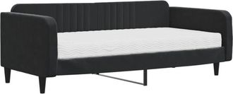 vidaXL Sof&aacute; Cama Con Colch&oacute;n Terciopelo Negro 100x200 Cm Vidaxl