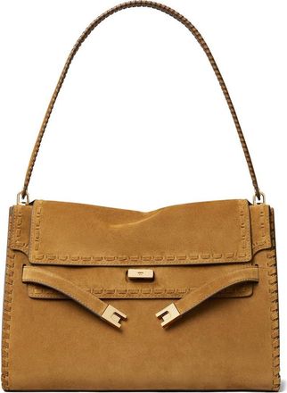 Tory Burch Large Lee Radziwill Suede Shoulder Bag in Wild Tabacco at Nordstrom