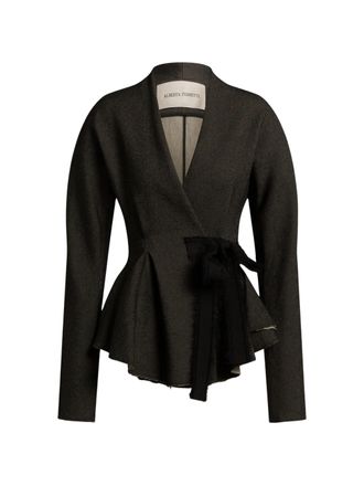 Alberta Ferretti Fitted Stretch Viscose Jacket with Mohair Ribbon Detail