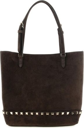 Valentino Garavani Kleine Rockstud Su&egrave;de Tote - Dames - Shoppers - Bruin - ONE Size - Su&egrave;de - Tassen