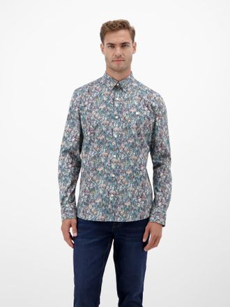 Lerros Langarmhemd LERROS Grafisch inszeniertes Poplinhemd f&uuml;r Herren, Herren, Gr. XL, Normalgr&ouml;ssen, wei&szlig;, 97% Baumwolle, 3% Elasthan, Hemden Langarmhemd