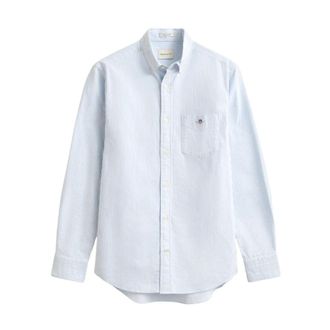 GANT Oxford Shirt - Heren - Casual Overhemden - Blauw - M - Katoen - Overhemden