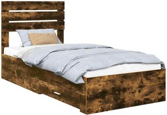 vidaXL Bed Frame Smoked Oak and Silver 75 x 190 cm Engineered Wood vidaXL