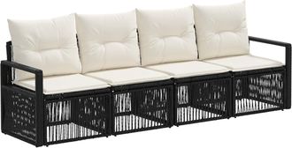 vidaXL Conjunto De Sof&aacute;s De Jard&iacute;n 4 Uds. Negro Rat&aacute;n Sint&eacute;tico Vidaxl
