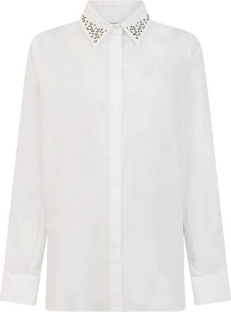 Iceberg Camicia in Popeline con Collo con Borchie Strass - - Blouses & Shirts - Donna - Bianco - 2XS