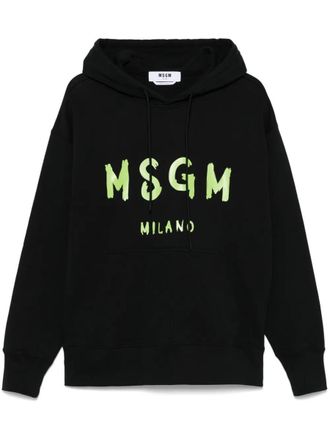 Msgm Relaxed Fit Logo-Print Cotton Hoodie Clothing