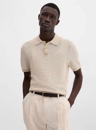 Le 31 Mens Openwork two-tone stripe Polo Shirt