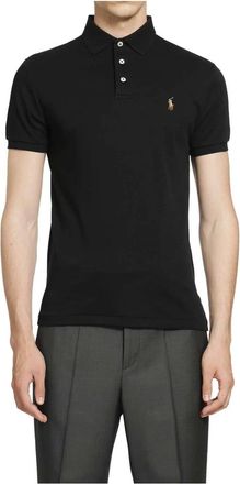 Polo Ralph Lauren Tops, Heren, Zwart, XL, Katoen, Custom Slim Fit Poloshirt