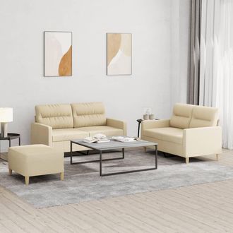 vidaXL Vidaxl - Juego De Sof&aacute;s Con Cojines 3 Piezas Tela Crema