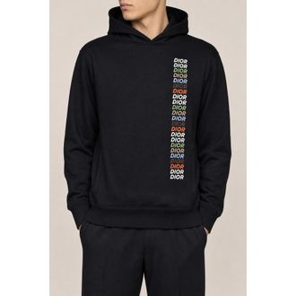 Dior MenS Black Printed Hoodie, Size XXL