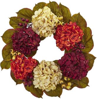 Nearly Natural 20In. Hydrangea Berry Artificial Wreath